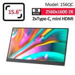 Монитор портативный 156QC / 15.6'' / IPS / 2560x1600 2K 60Hz / Type-C / HDMI / 3.5 мм / второй экран