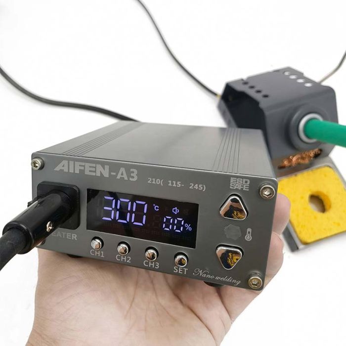 Паяльна станція прецизійна Aifen A3 / паяльник JBC C210 / 100-450°C / 3 канали пам'яті / 120 Вт