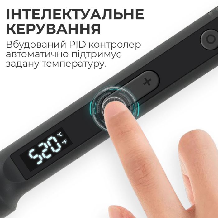 Паяльник C919 с регулировкой температуры 180-520°C / дисплей / жало 900М / 100 Вт / Black