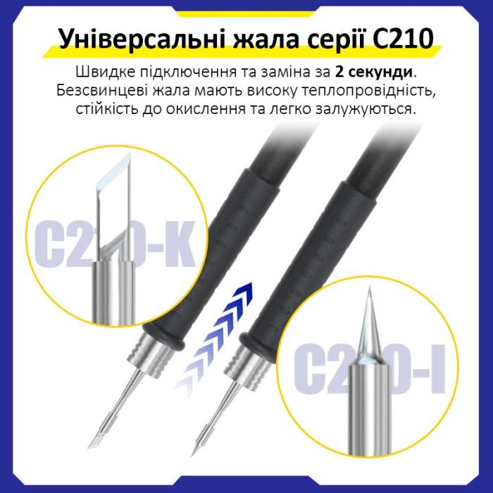 Паяльна станція прецизійна Sunshine GVM T210D / 2 паяльники JBC C210 / 150-480°C / 120 Вт