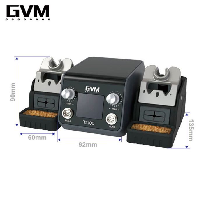 Паяльна станція прецизійна Sunshine GVM T210D / 2 паяльники JBC C210 / 150-480°C / 120 Вт