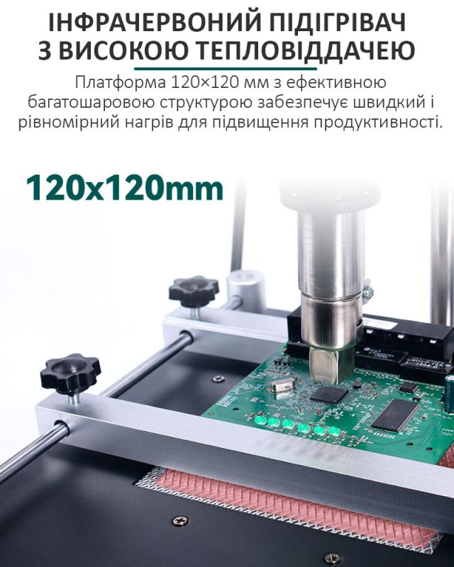 Паяльна станція 3 в 1 YIHUA 853AAA / фен + паяльник + ІК переднагрівач / LED дисплей / 1200 Вт