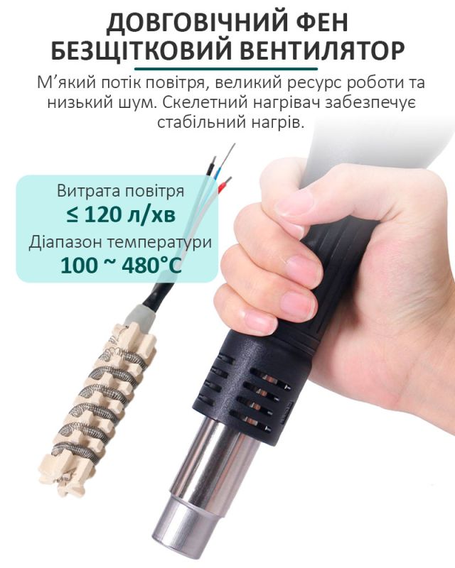 Паяльна станція 3 в 1 YIHUA 853AAA / фен + паяльник + ІК переднагрівач / LED дисплей / 1200 Вт