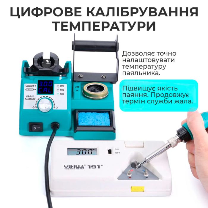 Паяльна станція YIHUA 926LED-IV / 90-480°C / 3 канали пам'яті / тримач, лупа, підсвітка / 130 Вт