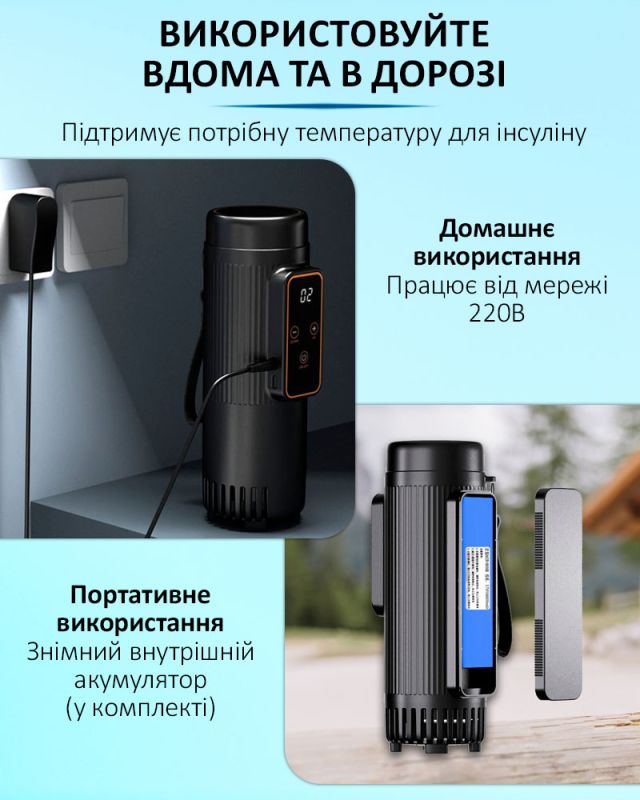 Медичний портативний міні холодильник Coolbox KJX-006 для ліків, інсуліну / сумка, USB, 220V, АКБ всередині