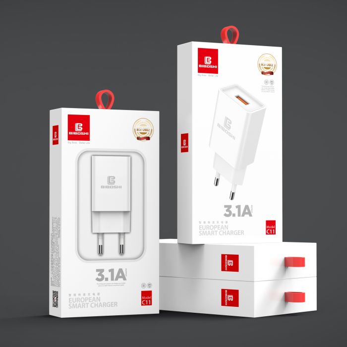 Мережевий зарядний пристрій Biboshi C11 1 USB 3.1A white