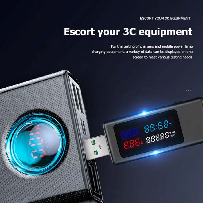 USB тестер тока напряжения емкости KEWEISI KWS-V30 QC3.0 / 4-30V / 195W / 6.5A Black
