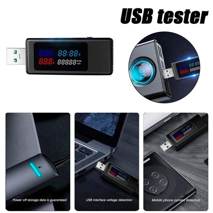 USB тестер струму напруги ємності KEWEISI KWS-V30 QC3.0 / 4-30V / 195W / 6.5A Black