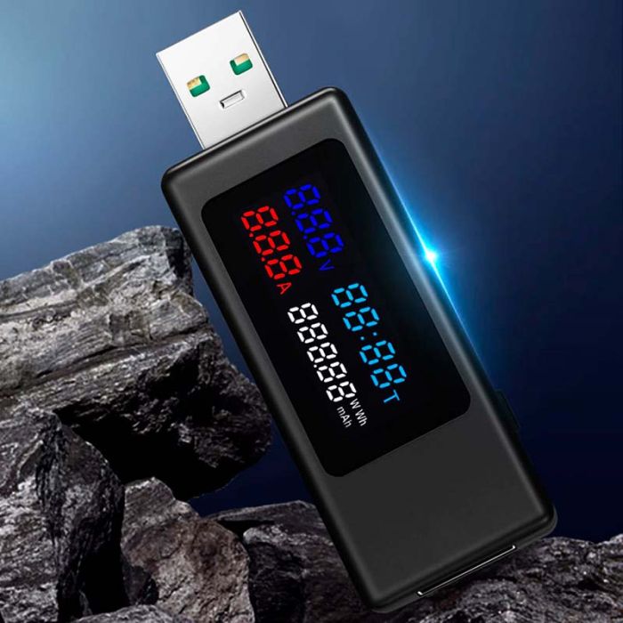 USB тестер тока напряжения емкости KEWEISI KWS-V30 QC3.0 / 4-30V / 195W / 6.5A Black