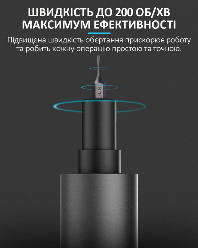 Аккумуляторная отвертка SUNSHINE SD-18E / прецизионная / подсветка / набор бит 14 шт. / iPhone 17