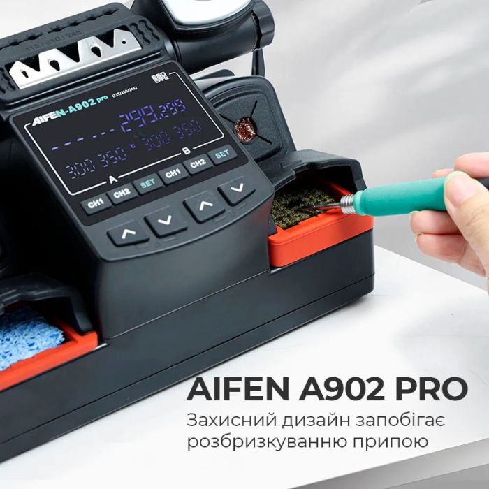 Паяльная станция прецизионная Aifen A902 Pro C210+C245 / 2 паяльника / 2 канала памяти / 100-450°C / 350 Вт