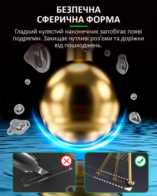 Голки позолочені мідні RELIFE TO6 для розпаяння, демонтажу BGA компонентів, набір 5 шт.