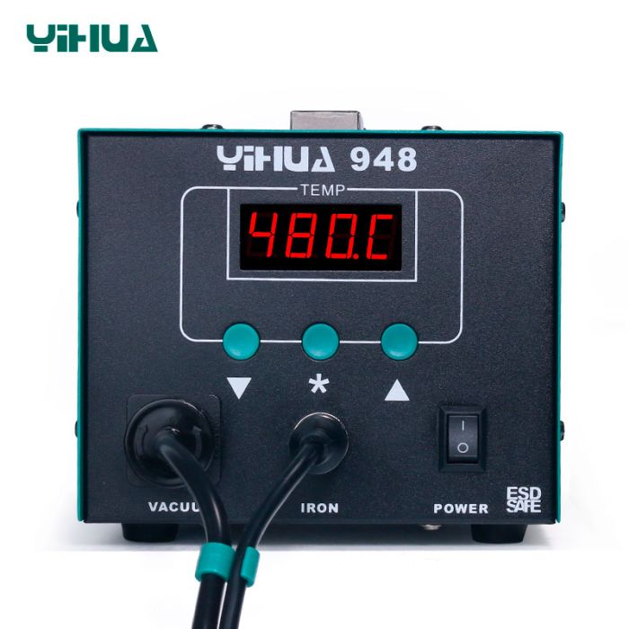 Демонтажная паяльная станция YIHUA 948 / вакуумный оловоотсос / LCD дисплей / 380-480°C / 90 Вт