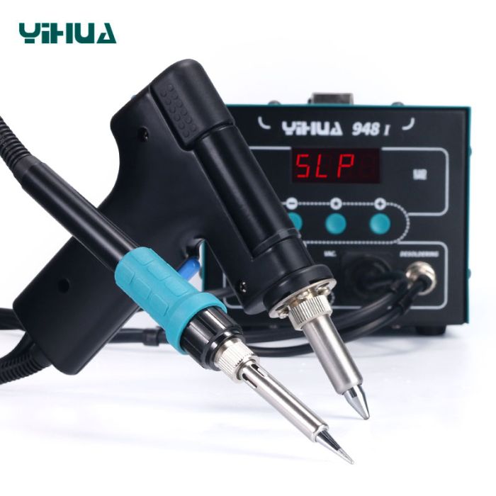 Паяльная станция 2 в 1 YIHUA 948-I / паяльник + вакуумный оловоотсос / 200-480°C / 90 Вт