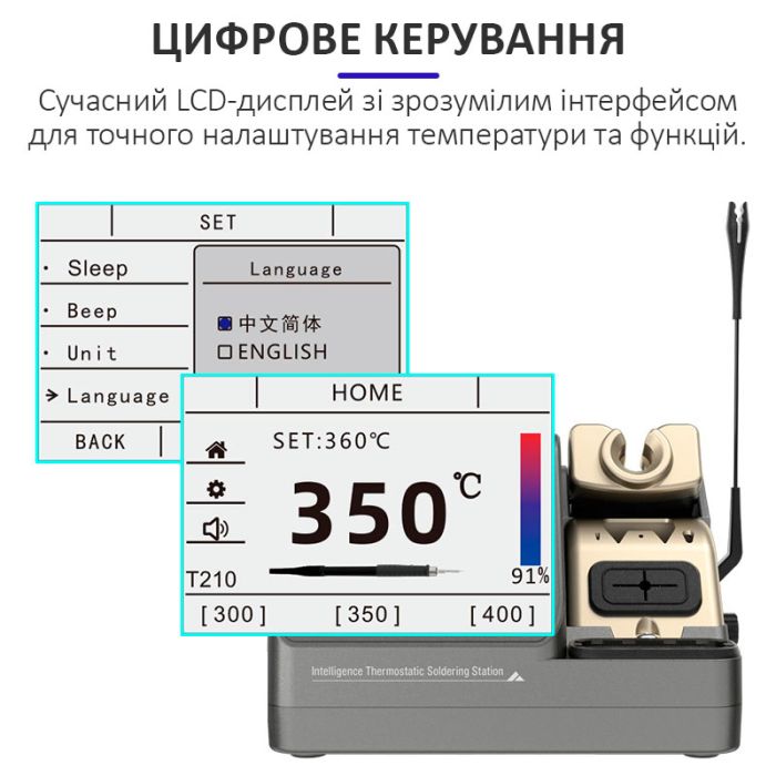 Паяльная станция 3 в 1 GVM H3 / 3 паяльника T115 + T210 + T245 / 3 канала памяти / 100-480°C / 80 Вт