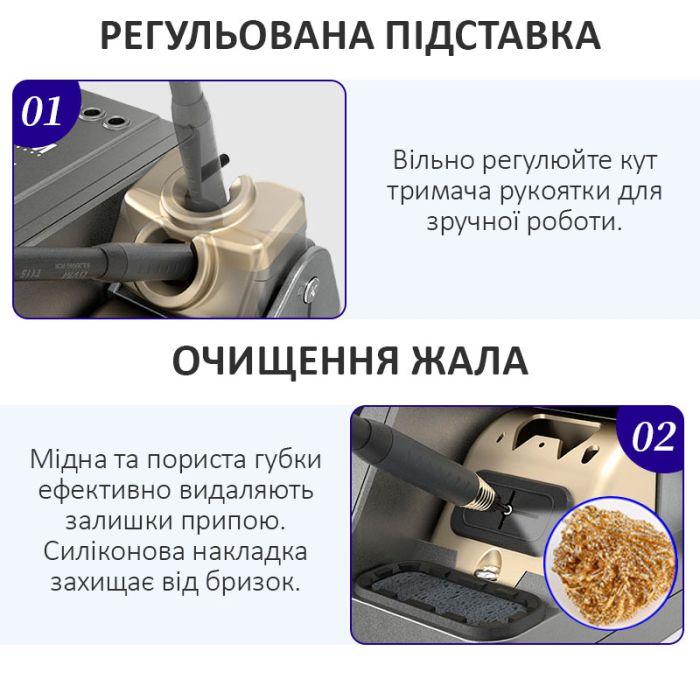 Паяльная станция 3 в 1 GVM H3 / 3 паяльника T115 + T210 + T245 / 3 канала памяти / 100-480°C / 80 Вт