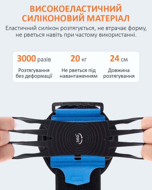 Держатель на руку для смартфона IRUNME / браслет, повязка для спорта / 4 - 7 дюймов / черный
