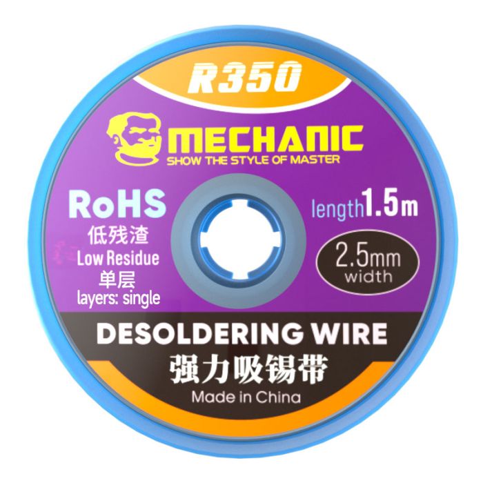 Обплетення для зняття припою Mechanic R350 / довжина 1.5 м / ширина 2.5 мм