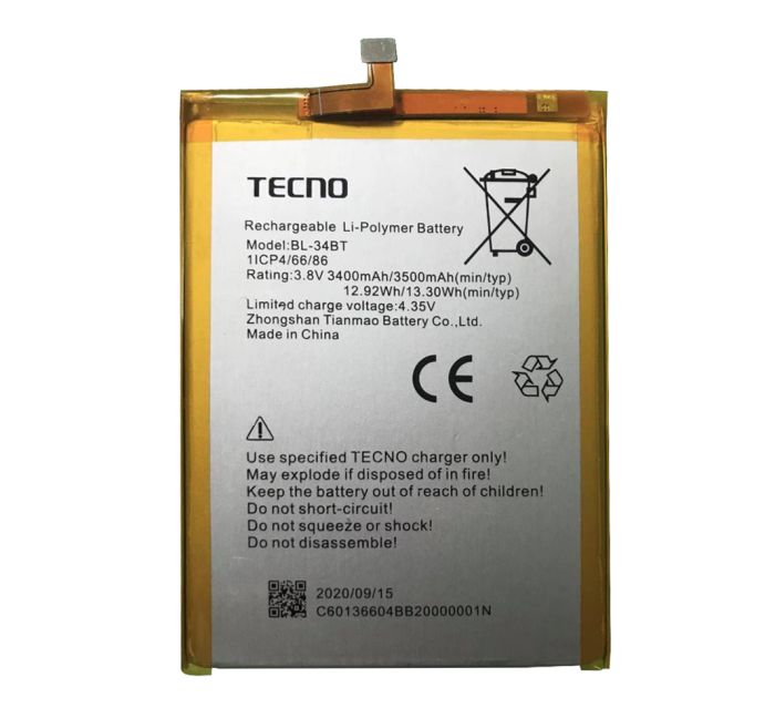Аккумулятор для Tecno Spark 2 (KA7) 3500 mAh (BL-34BT)