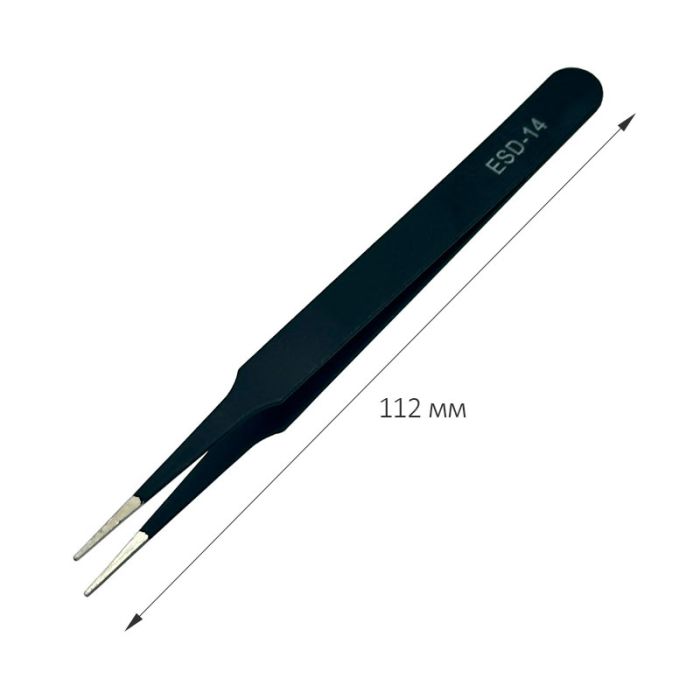 Пинцет ESD-14 V2 антистатический прямой 112 мм