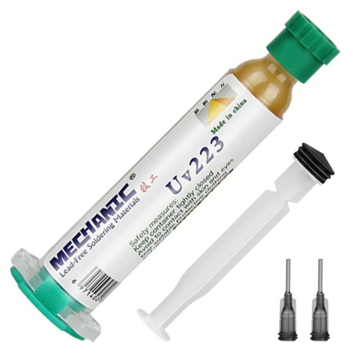 Флюс-паста Mechanic UV223 / без содержания галогенов / с дозатором и толкателем /  в шприце 10cc