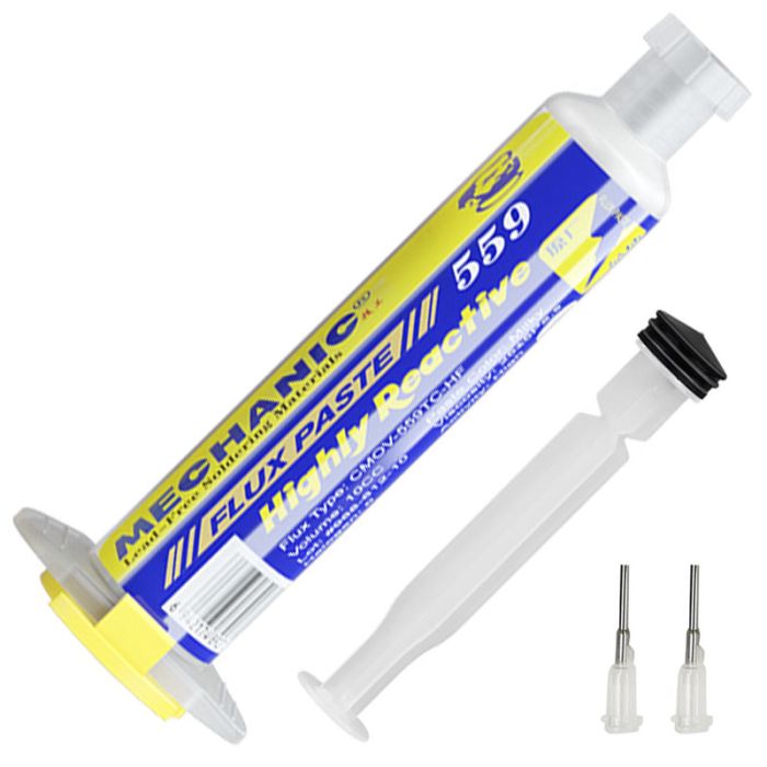 Флюс паста Mechanic 559 / CMOV-559TC-HF / высокоактивная / с толкателем и дозатором / в шприце 10сс