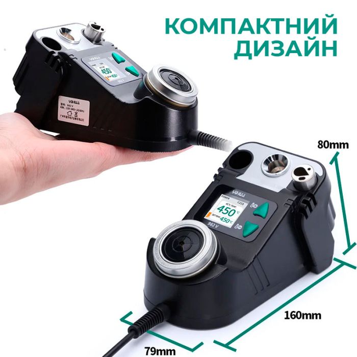Паяльна станція YIHUA 982 V / прецизійний паяльник C245 / 90-450°C / 60 Вт Black