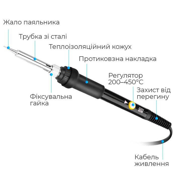 Паяльник Sunshine SL-908 / регулювання температури 200 - 450°С / жало 900М / 60 Вт