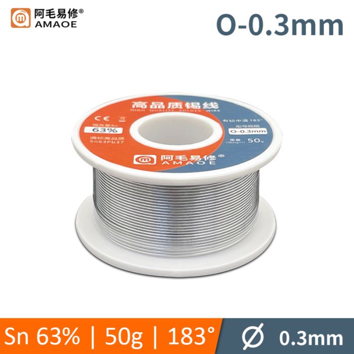 Припой, олово для пайки Amaoe 0.3 mm (Sn63/Pb37/183C/50g)