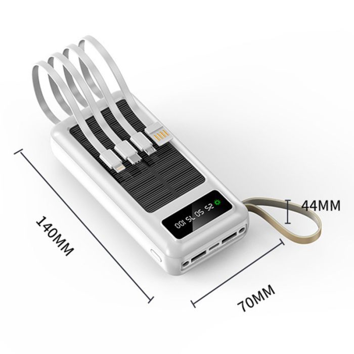 Power bank XIYT Y110 30000 mah + кабель 4 в 1 USB/Micro/Type-C/Lightning/Фонарик/Солнечная панель Black