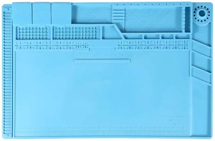 Силиконовый коврик TE-160C / мат термостойкий для пайки, ремонта техники / 450x300 мм Blue