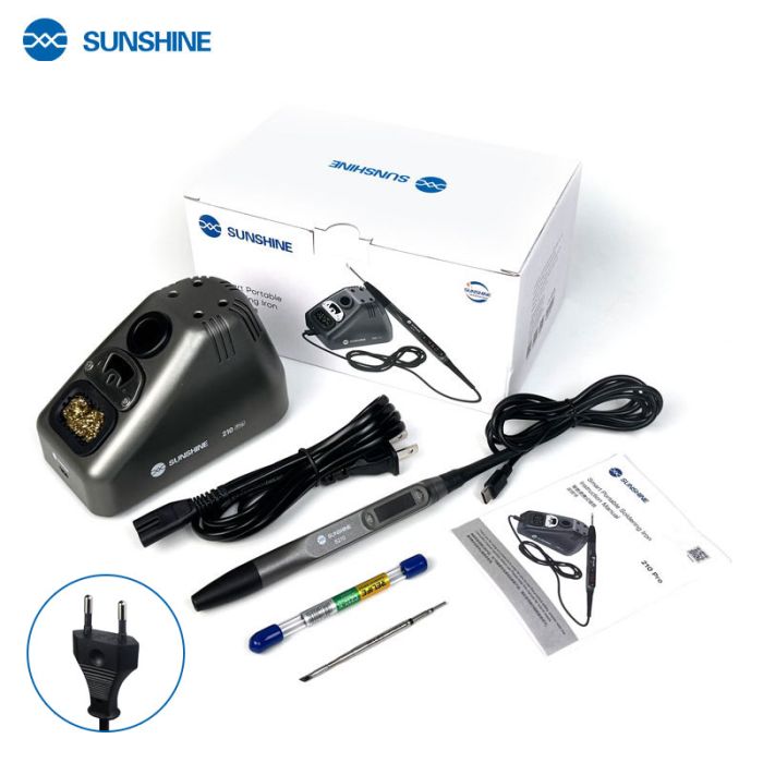 Паяльник SUNSHINE S210 Pro портативный / цифровая регулировка / подставка / 100-450°C / 110 Вт