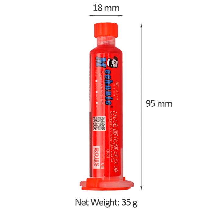 Маска для пайки Mechanic LVH900-RY / ультрафиолетовый лак для изоляции / шприц 10cc / Red