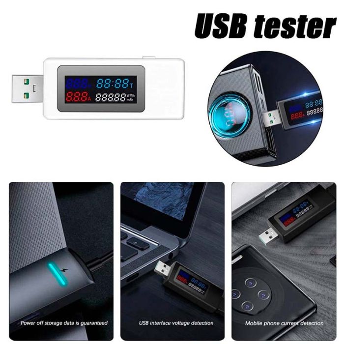 USB тестер струму напруги ємності KEWEISI KWS-V30 QC3.0 / 4-30V / 195W / 6.5A White