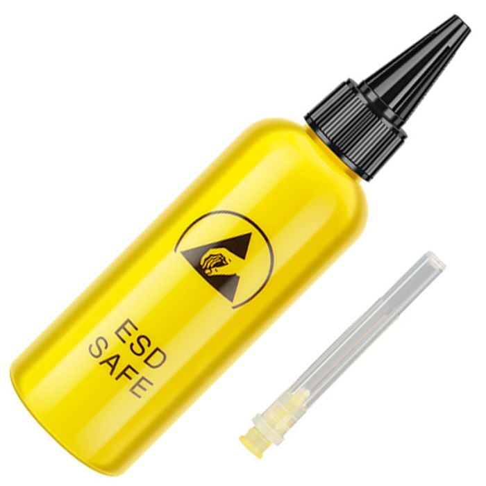Емкость для флюса и жидкостей TELIJIA TE-P4 ESD Save с дозатором 100 ml Yellow
