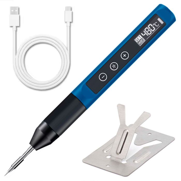 Паяльник USB 30 прецизионный портативный / жало JBC 210 / 480°C / 9-12В / Type-C / 30 Вт Синий