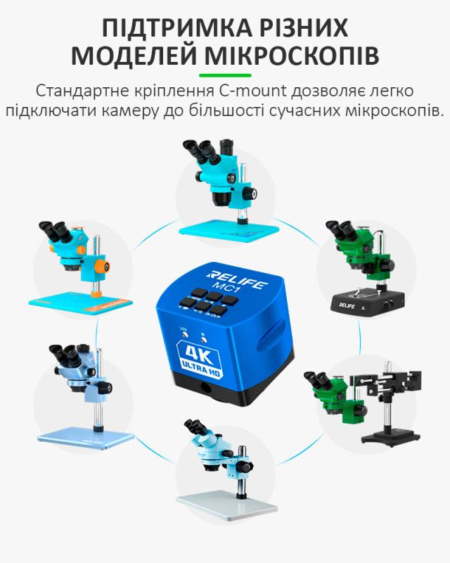Цифровая камера для микроскопа RELIFE MC1 4K Ultra HD / Сенсор Sony / HDMI Type-C