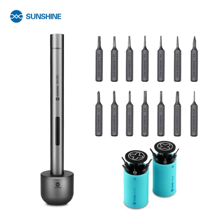 Аккумуляторная отвертка SUNSHINE SD-18E / прецизионная / подсветка / набор бит 14 шт. / iPhone 17