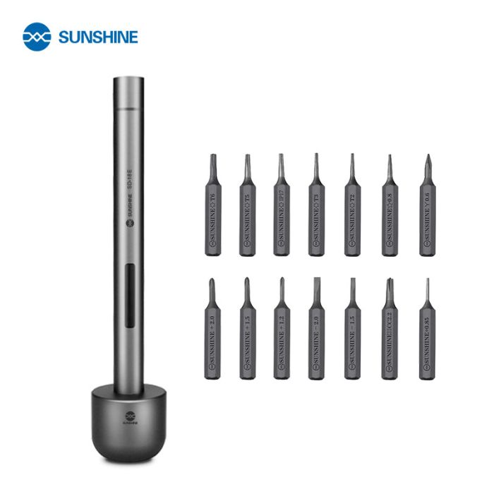 Аккумуляторная отвертка SUNSHINE SD-18E / прецизионная / подсветка / набор бит 14 шт. / iPhone 17