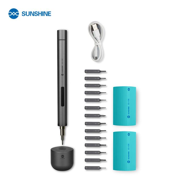 Аккумуляторная отвертка SUNSHINE SD-18E / прецизионная / подсветка / набор бит 14 шт. / iPhone 17