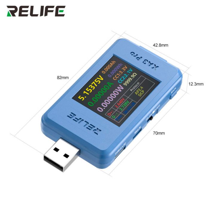 Многофункциональный USB тестер RELIFE XA3 Pro / 1.77'' / Type-C / Синхронизация с ПК / 4-24В / 6.5A