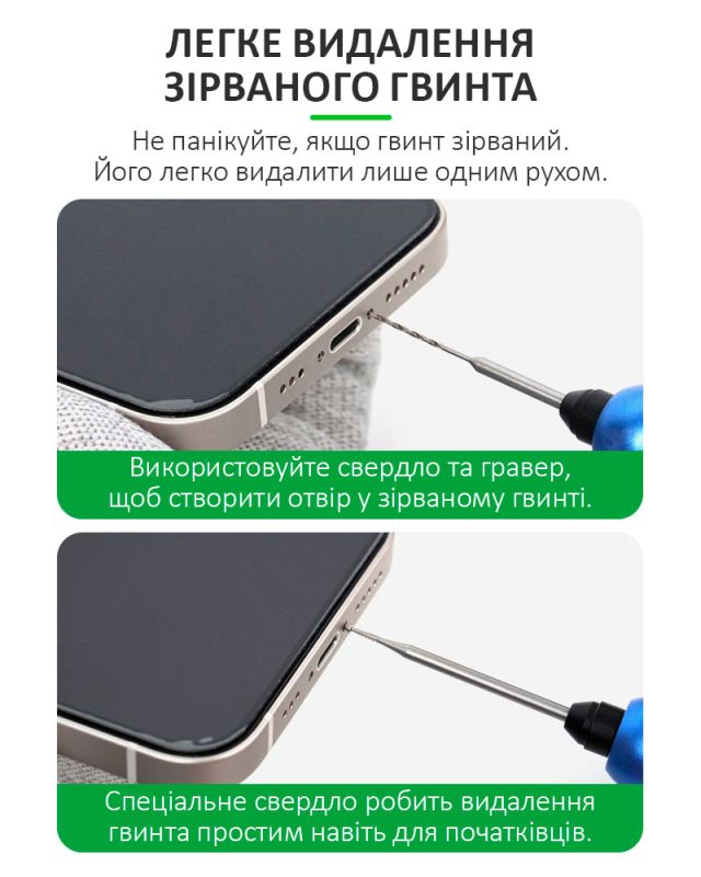 Набор экстрактор + сверло RELIFE TX1 для удаления поврежденных винтов в смартфонах, планшетах