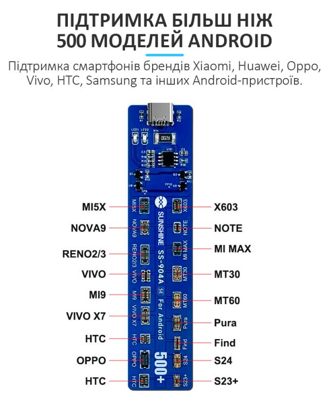 Активатор аккумуляторов SUNSHINE SS-904A SE для Android / Samsung, Xiaomi, Huawei, Oppo, Vivo