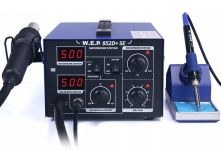 Паяльна станція 2 в 1 WEP 852D+SE pump / термофен + паяльник / компресор / 4 насадки / 650 Вт