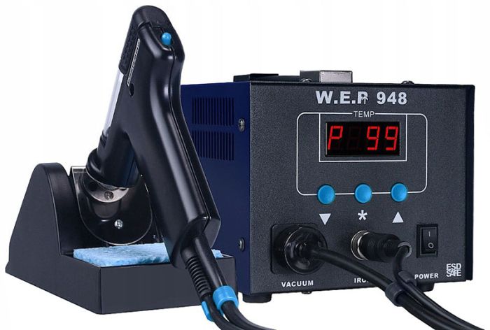 Демонтажна паяльна станція WEP 948 / вакуумний олововідсмоктувач / LCD дисплей / 380-480°C / 90 Вт