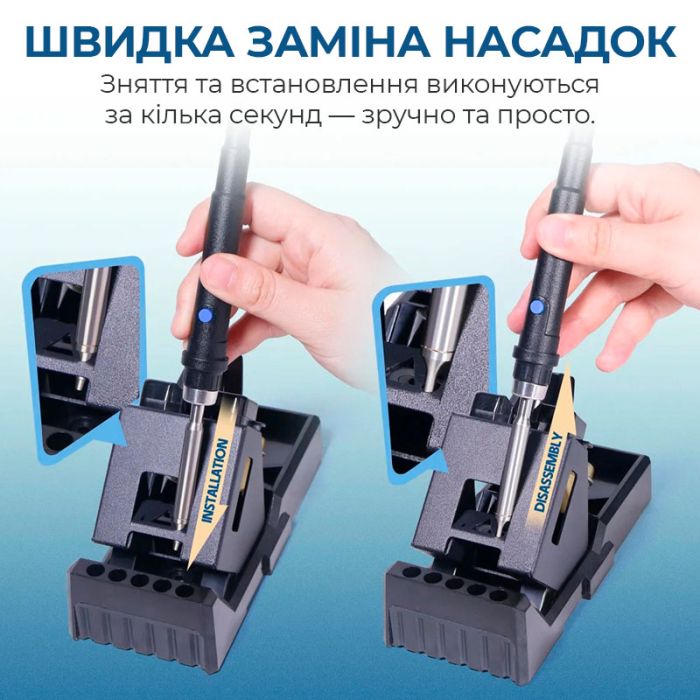 Паяльна станція 2 в 1 WEP 992D-II / прецизійний термофен + паяльник C210 / 90-450°C / 10 л/хв / 210 Вт