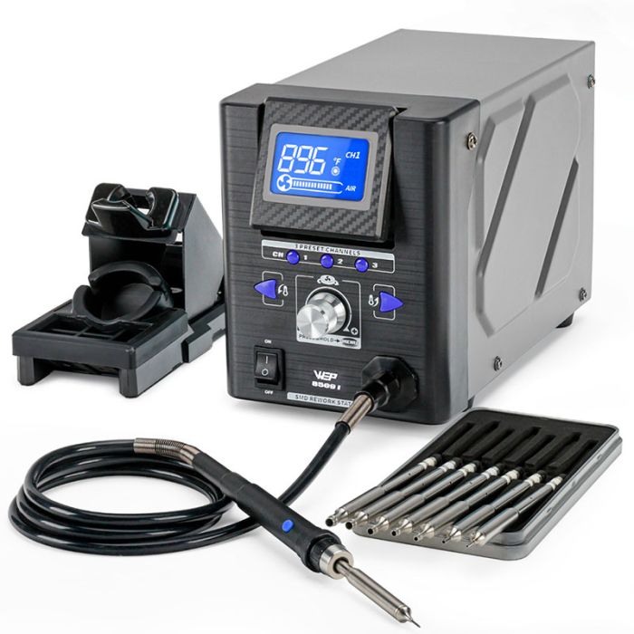 Термовоздушная паяльная станция WEP 8509-I / 3 канала памяти / 100-480°C / 8 мини насадок / 170 Вт