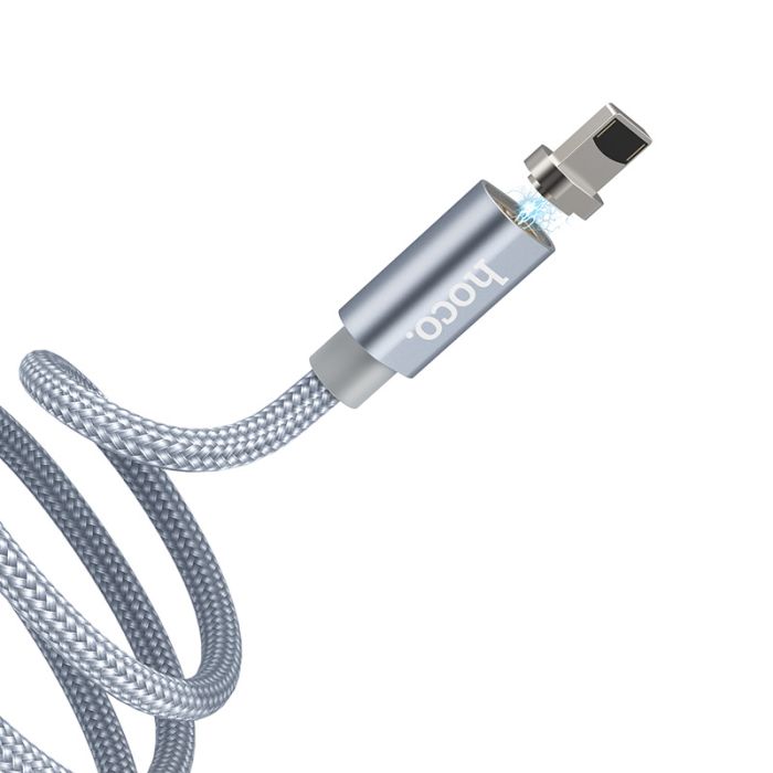 USB кабель магнитный Hoco U40A 1m Lightning серый
