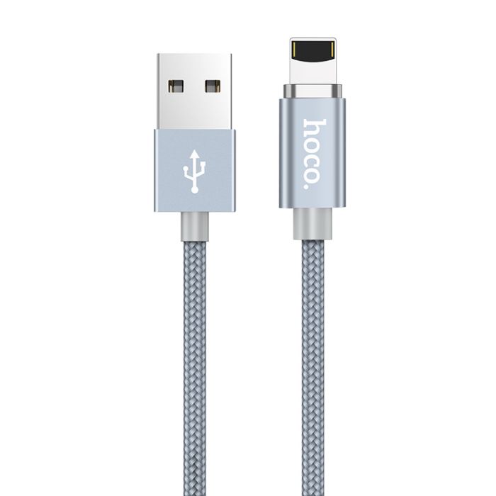 USB кабель магнитный Hoco U40A 1m Lightning серый