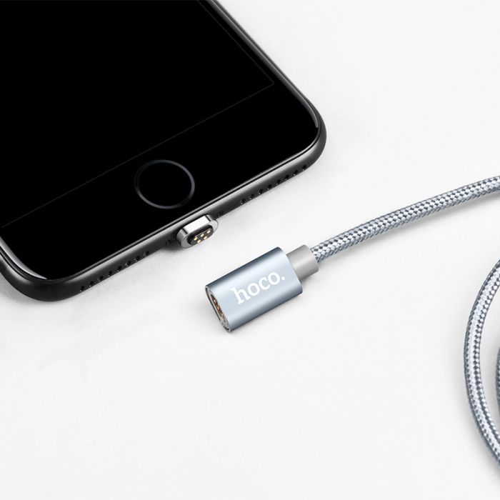 USB кабель магнитный Hoco U40A 1m Lightning серый
